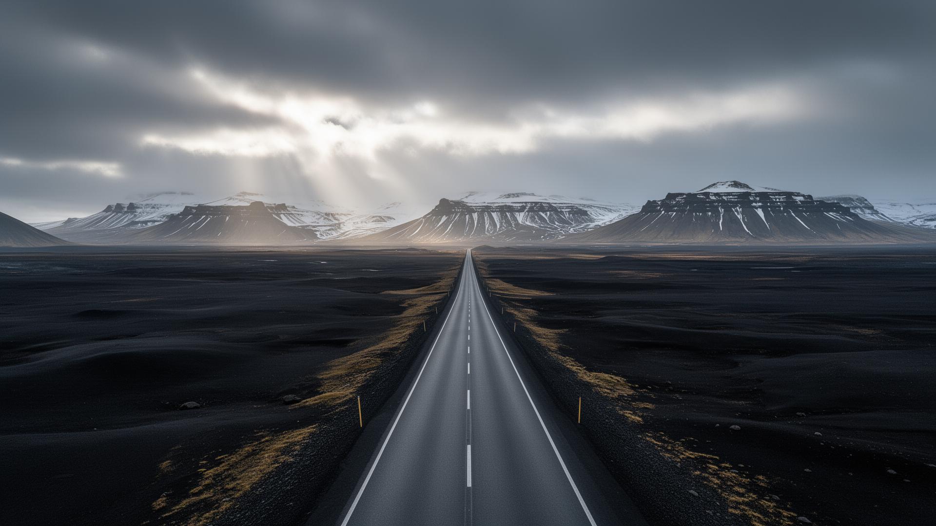 Road trip in Iceland with mountains